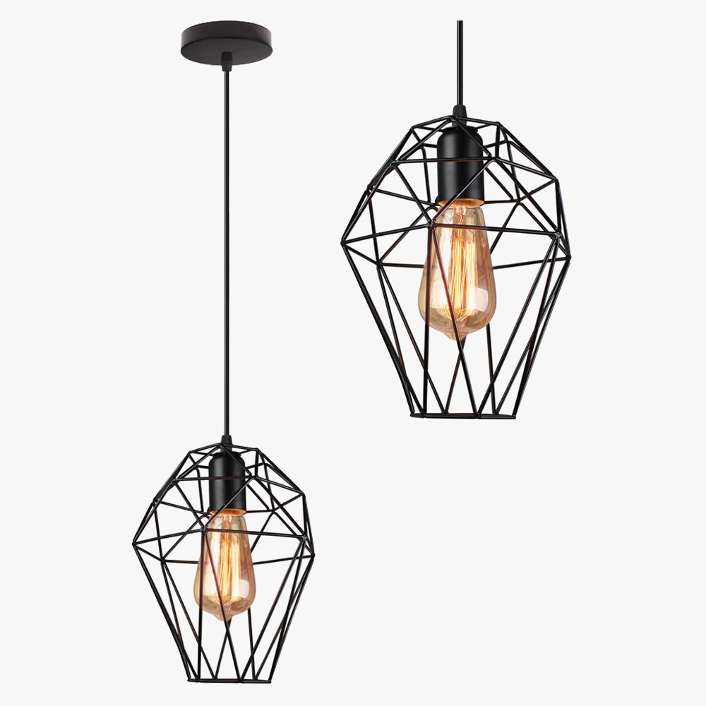 lustre vintage moderne cage à oiseaux abat-jour diamant
