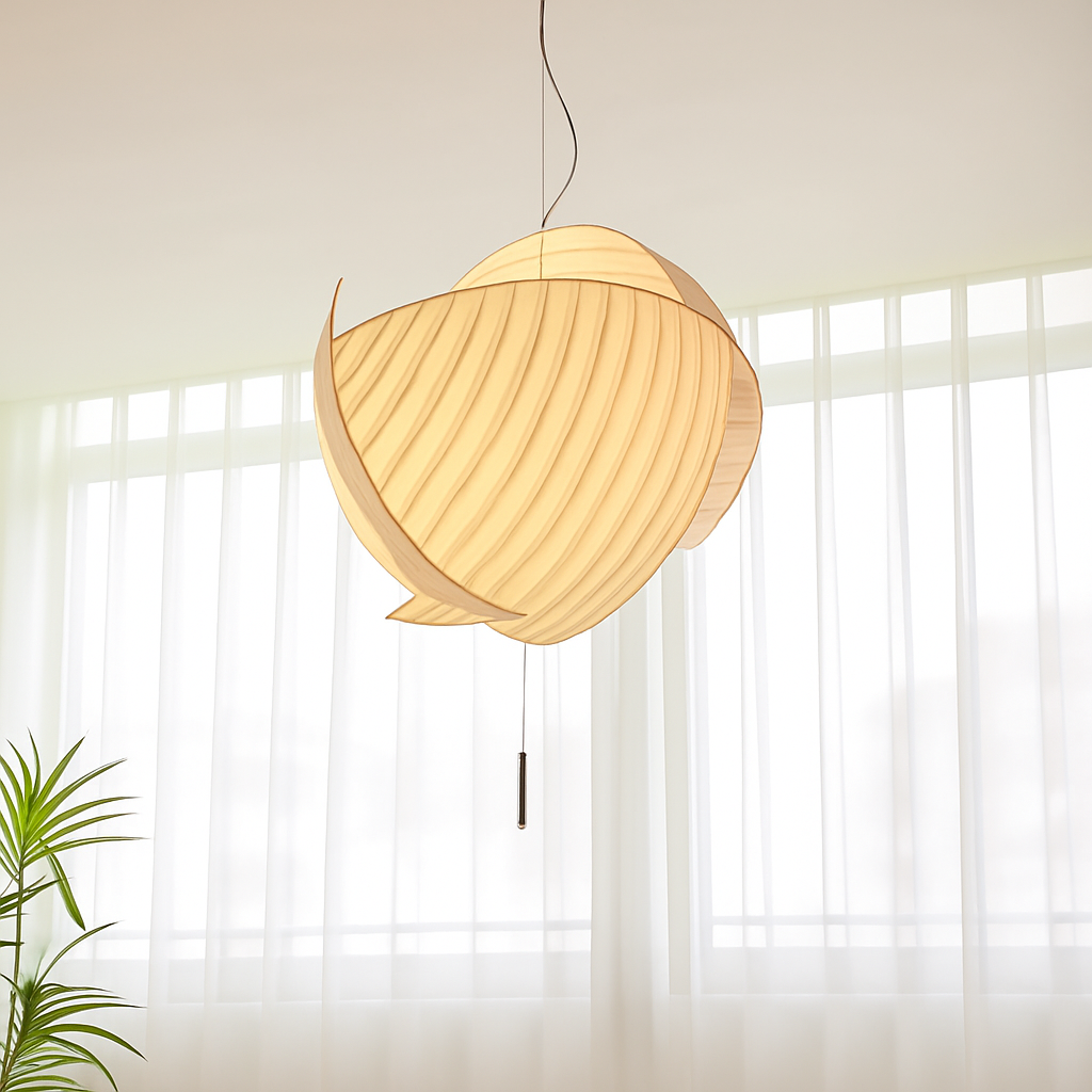 lustre wabi-sabi led en soie japonaise pour décoration maison - vue 5 sur 6