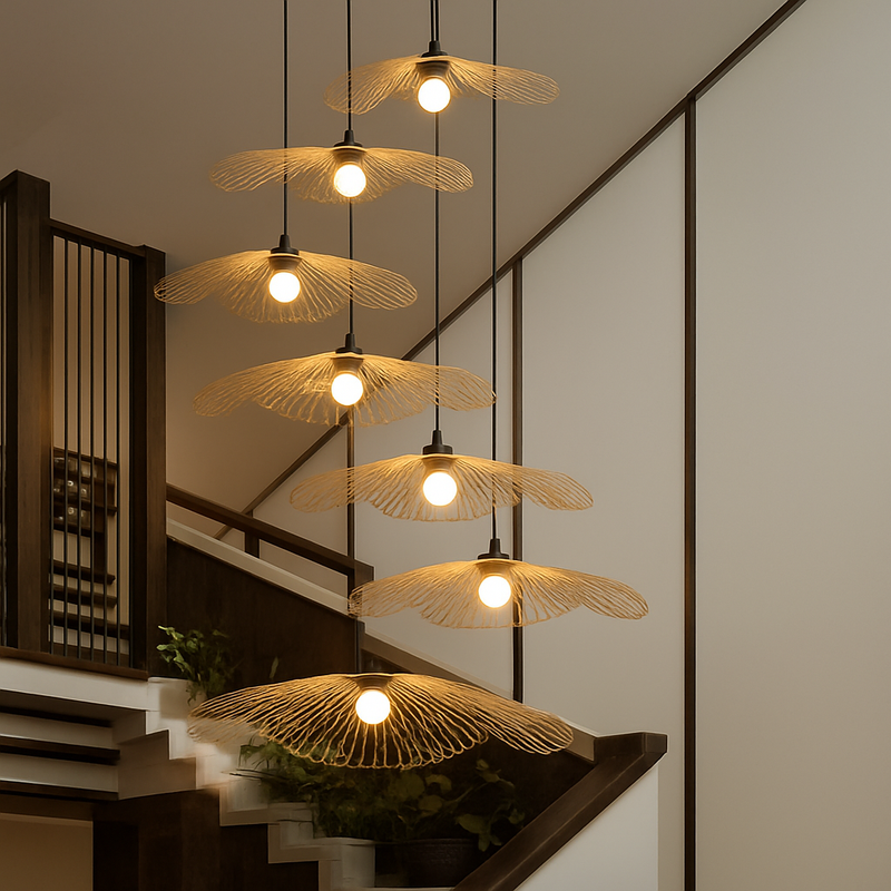 Lustres en osier tissé en bambou