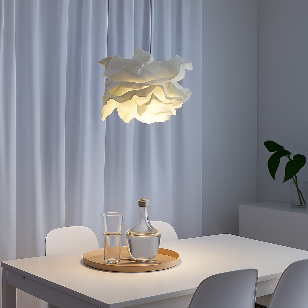 Lustres en papier blanc design fleur - vue 6 sur 7