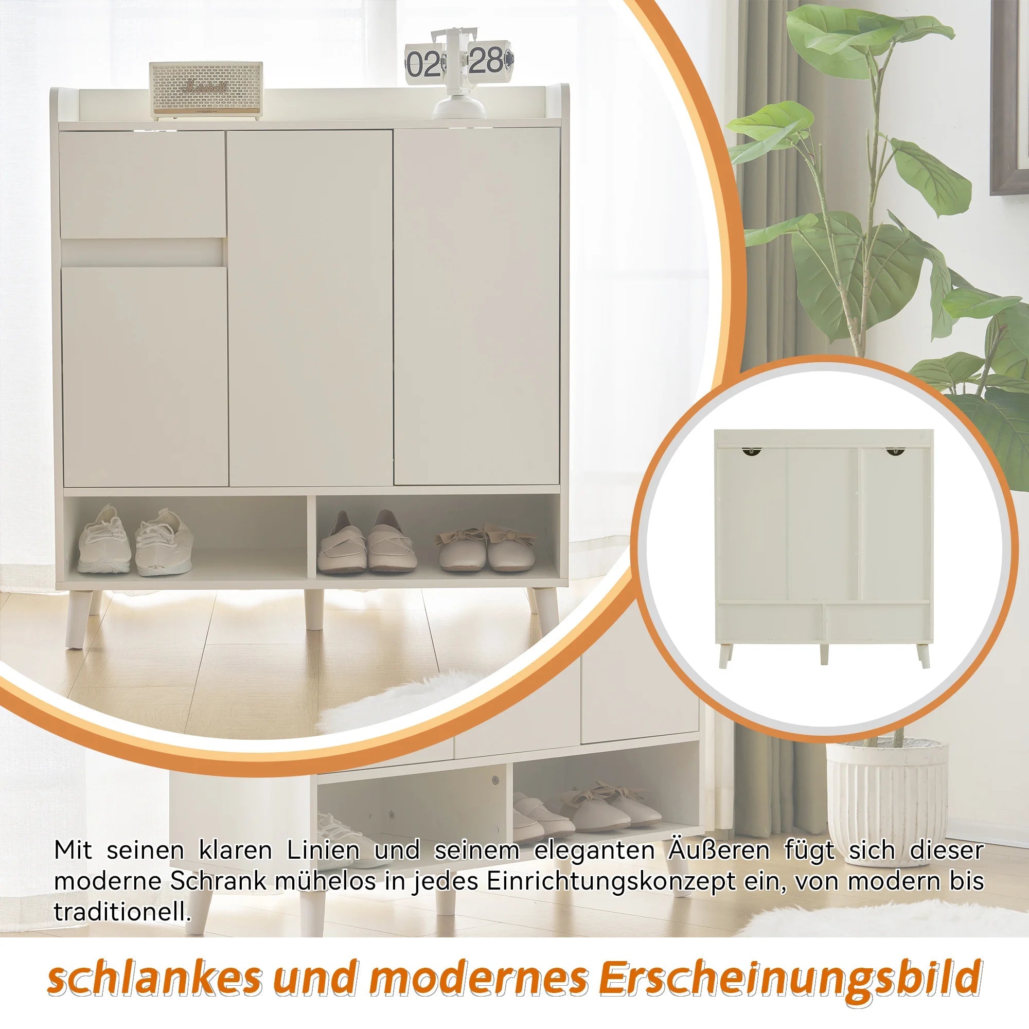meuble de rangement minimaliste avec étagères ajustables et pieds en bois