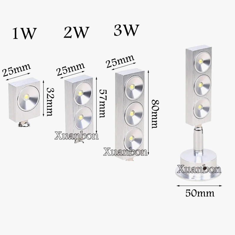 Lot De 2 Mini Spots LED USB Orientables 360° - 3W, Blanc Chaud 3000K, Pour Armoire, Vitrine - 2