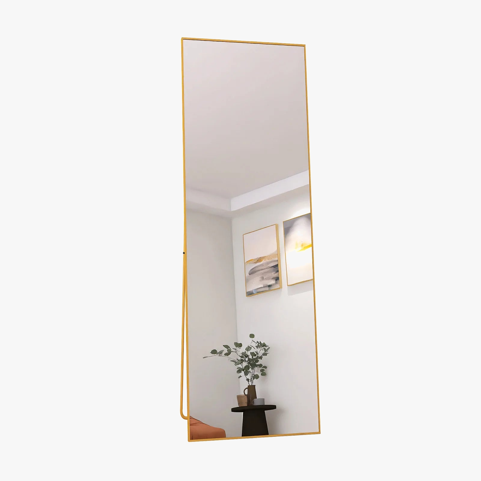 miroir cosmétique en verre trempé avec cadre en aluminium doré