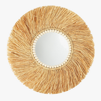 miroir décoratif en perles de bois et bambou fait main