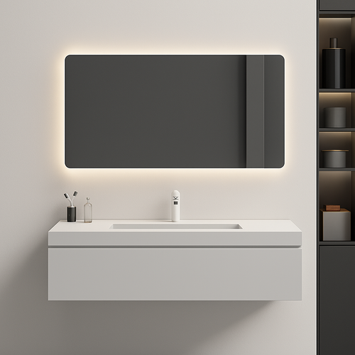 miroir intelligent rectangulaire à écran tactile avec éclairage led