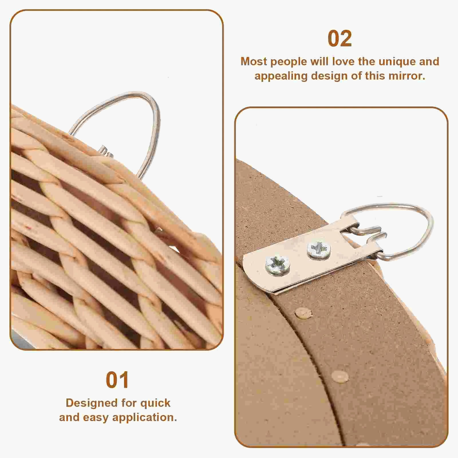 miroir mural en rotin pour décoration esthétique moderne