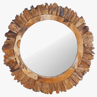 miroir mural rond en teck pour décoration intérieure