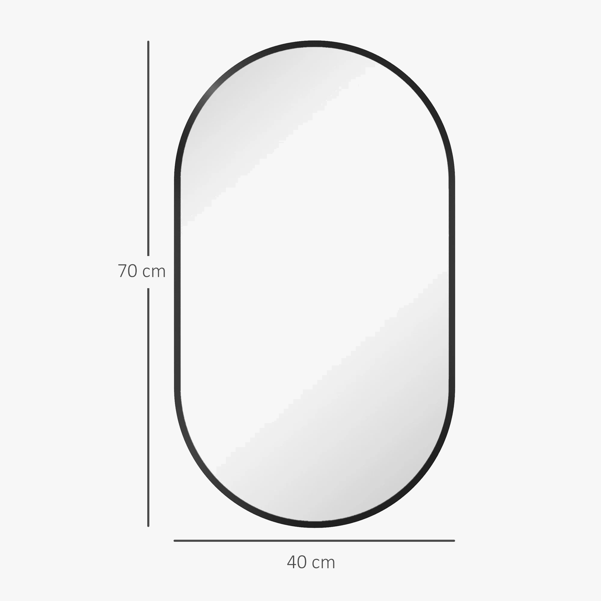 miroir ovale avec cadre en aluminium noir pour décoration intérieure
