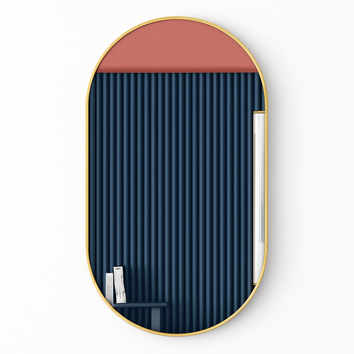 miroir ovale doré mural pour salle de bain et maquillage - vue 2 sur 13