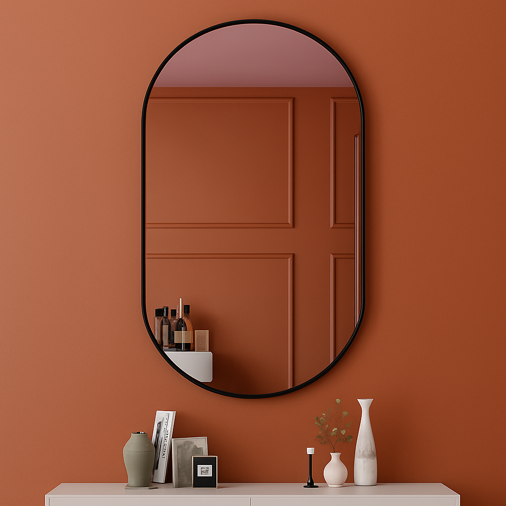 miroir ovale doré mural pour salle de bain et maquillage - vue 3 sur 13