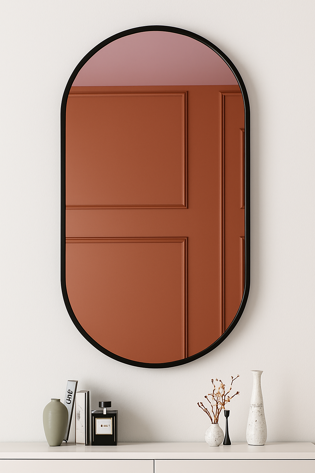 miroir ovale doré mural pour salle de bain et maquillage - vue 5 sur 13