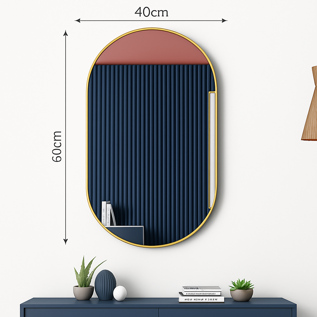 miroir ovale doré mural pour salle de bain et maquillage - vue 6 sur 13