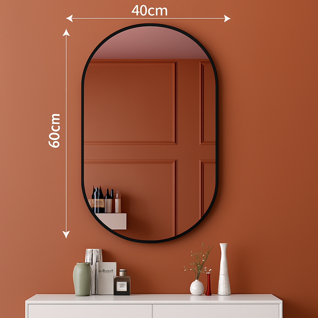 miroir ovale doré mural pour salle de bain et maquillage - vue 7 sur 13
