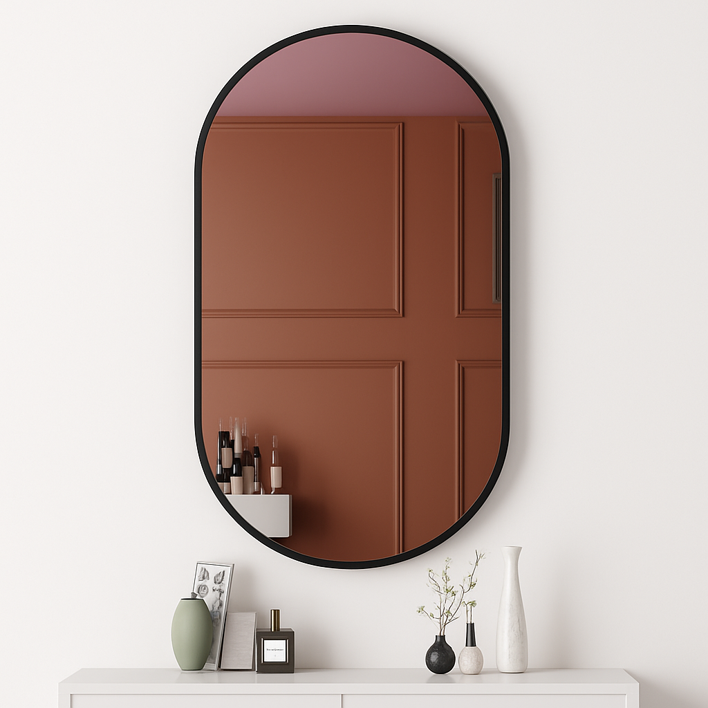 miroir ovale doré mural pour salle de bain et maquillage - vue 9 sur 13