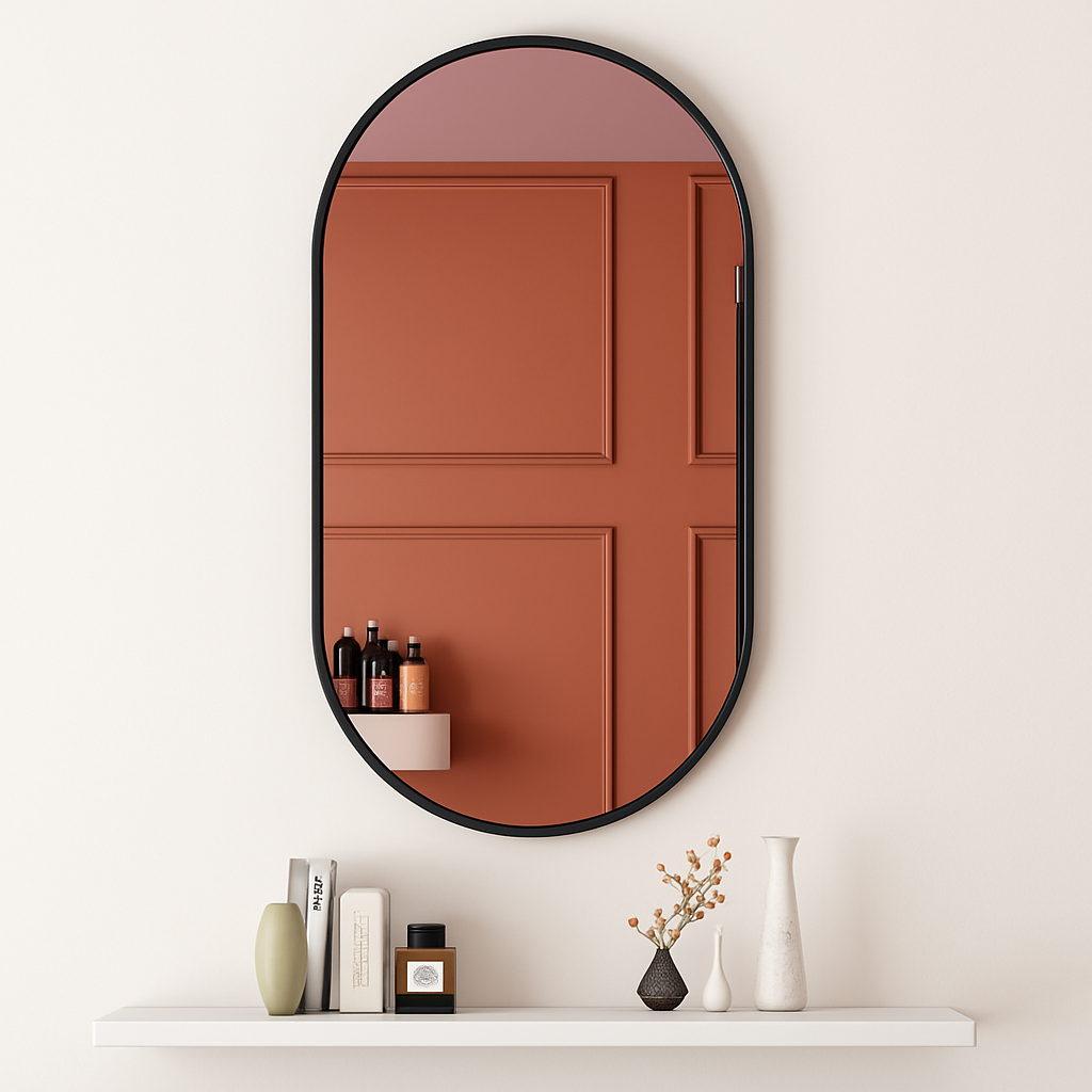 miroir ovale doré mural pour salle de bain et maquillage - vue 10 sur 13