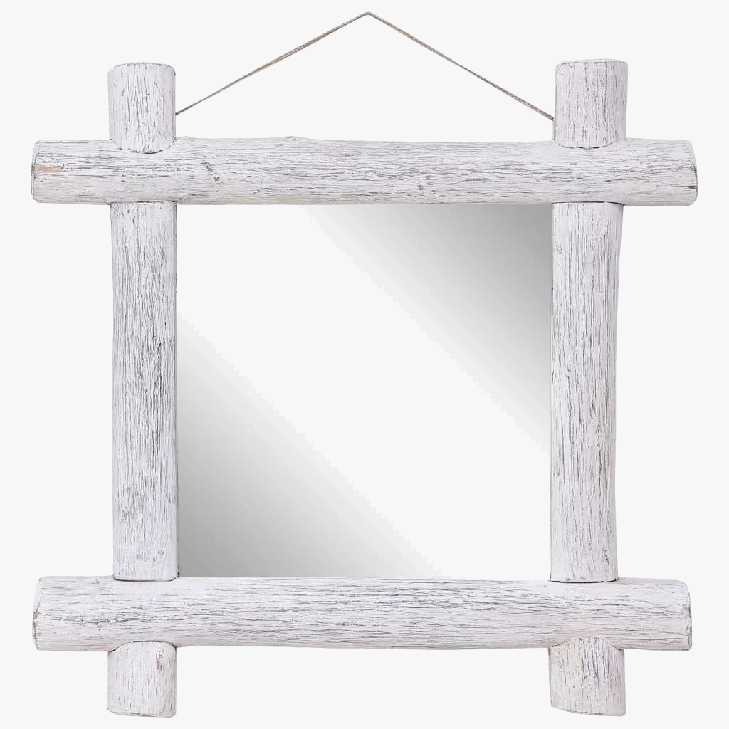 miroir rond en bois massif pour décoration murale élégante