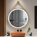 miroir rond lumineux antibuée intensité variable cadre aluminium verre HD