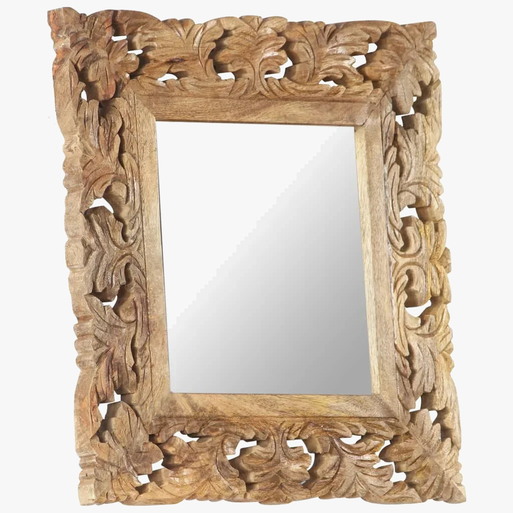 miroir sculpté en bois de manguier pour décoration intérieure