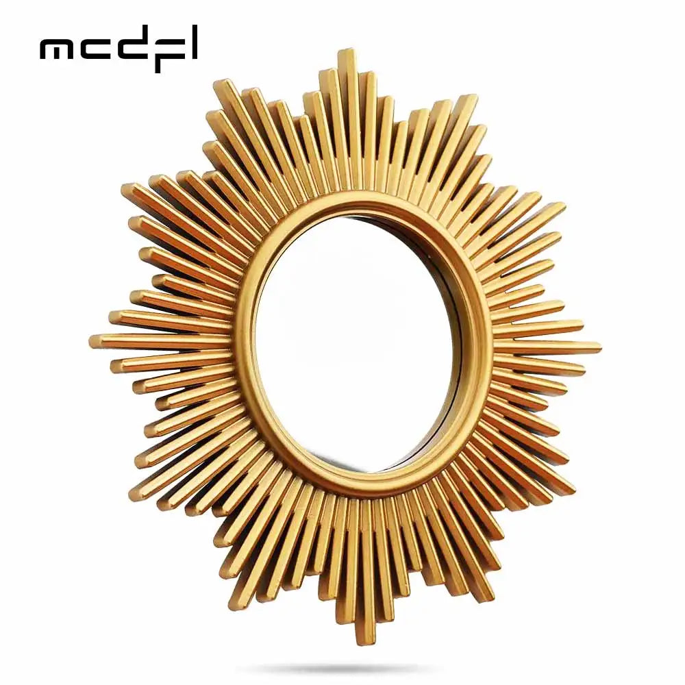 miroir soleil doré design vintage pour décoration murale élégante