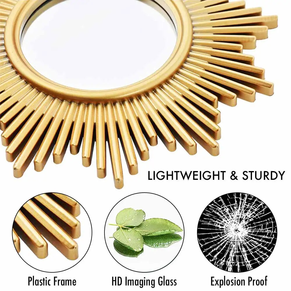 miroir soleil doré design vintage pour décoration murale élégante