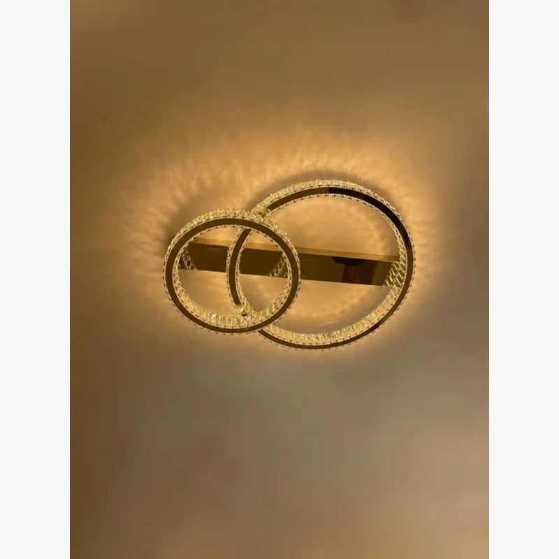 plafonnier acier inox k9 cristal led or lustre salle manger