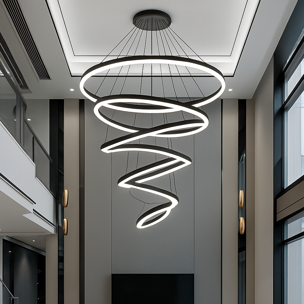 Moderne Led anneaux suspension lampe cercle plafond suspendu lustre pour chalet salon salle à manger escalier maison luminaire - vue 3 sur 11