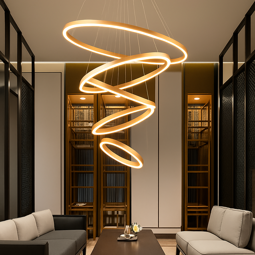 Moderne Led anneaux suspension lampe cercle plafond suspendu lustre pour chalet salon salle à manger escalier maison luminaire - vue 5 sur 11