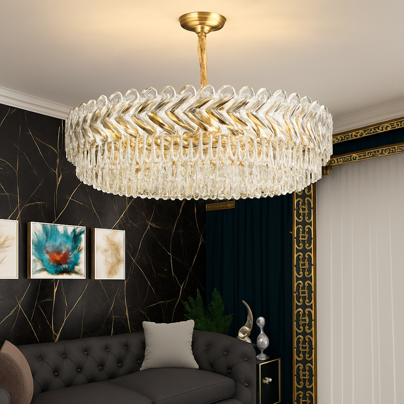 Moderne luxe cristal Led lustres salon décor Led Suspension lampe salle à manger Villa Suspension Luminaire Luminaire