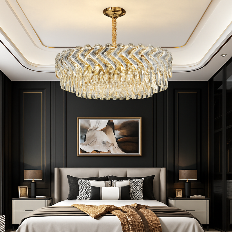 Moderne luxe cristal Led lustres salon décor Led Suspension lampe salle à manger Villa Suspension Luminaire Luminaire