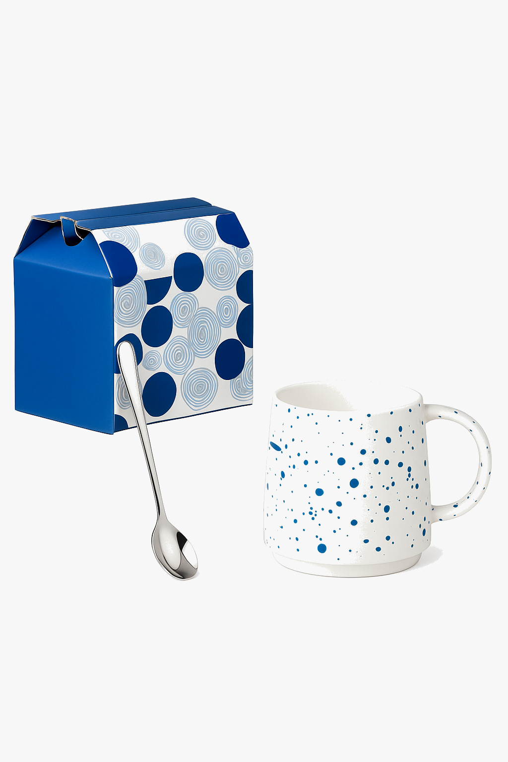Mug céramique 500 ml avec cuillère motif encre