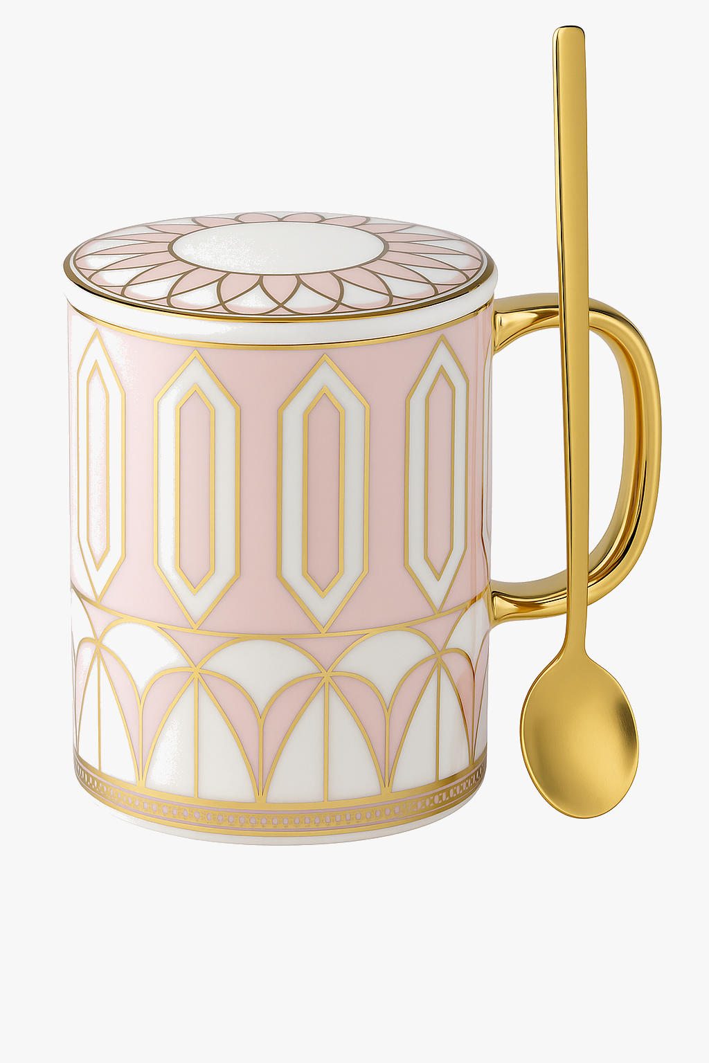 Mug céramique style britannique avec couvercle et cuillère