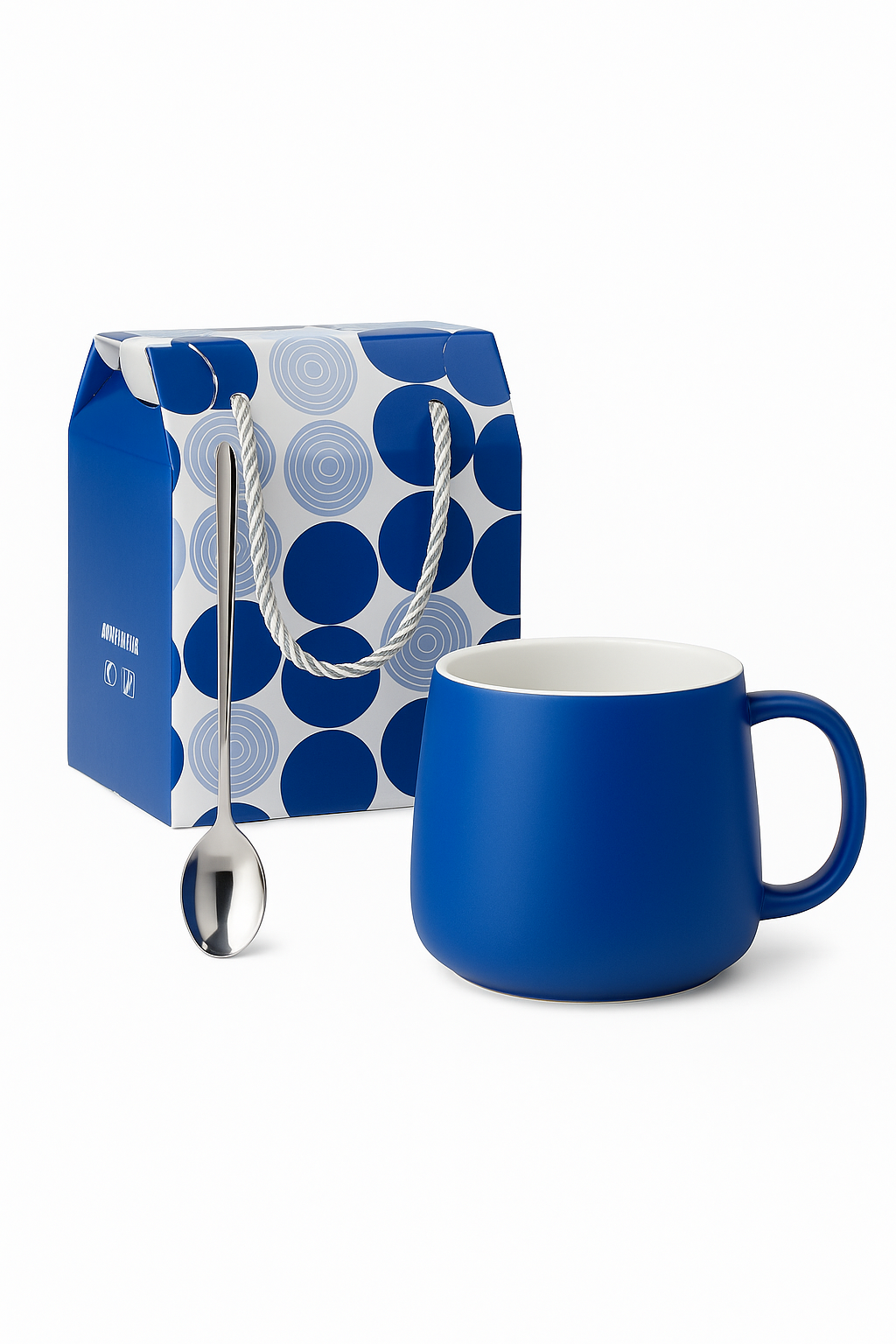 Mug céramique 500ml avec cuillère motif éclaboussures