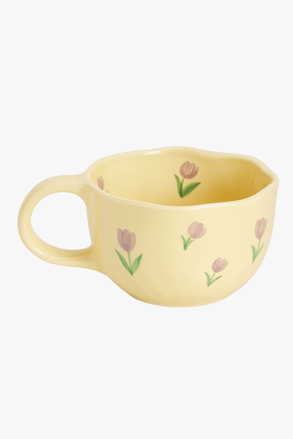 Mug ceramique artisanal floral forme irreguliere 300ml