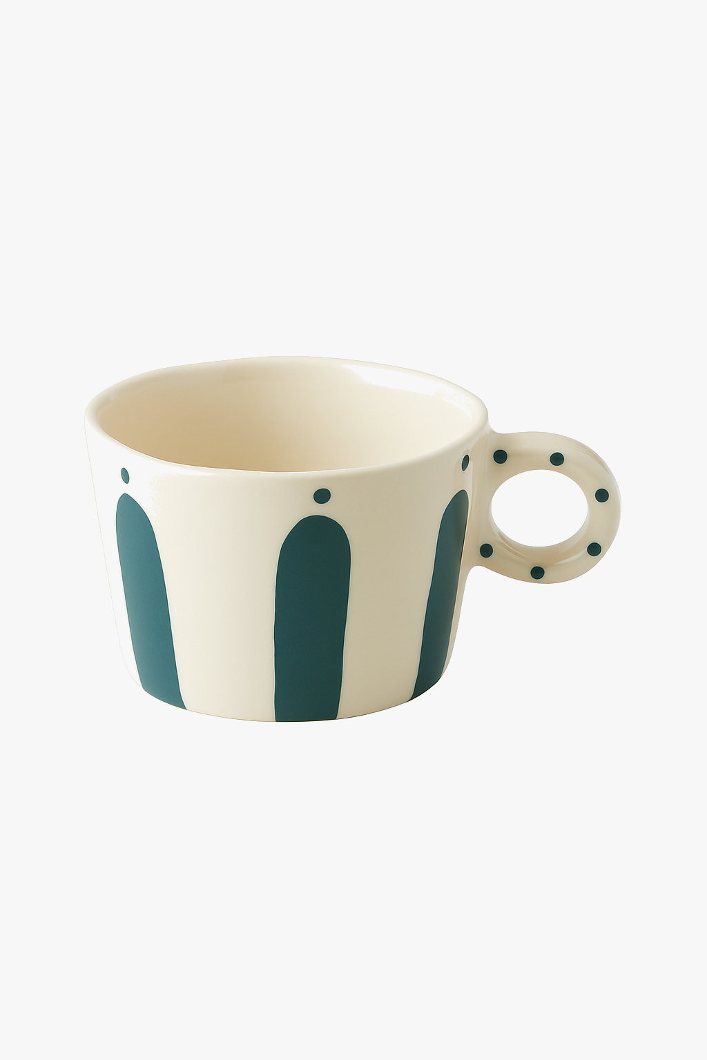Mug ceramique style nordique motifs geometriques anse peinte