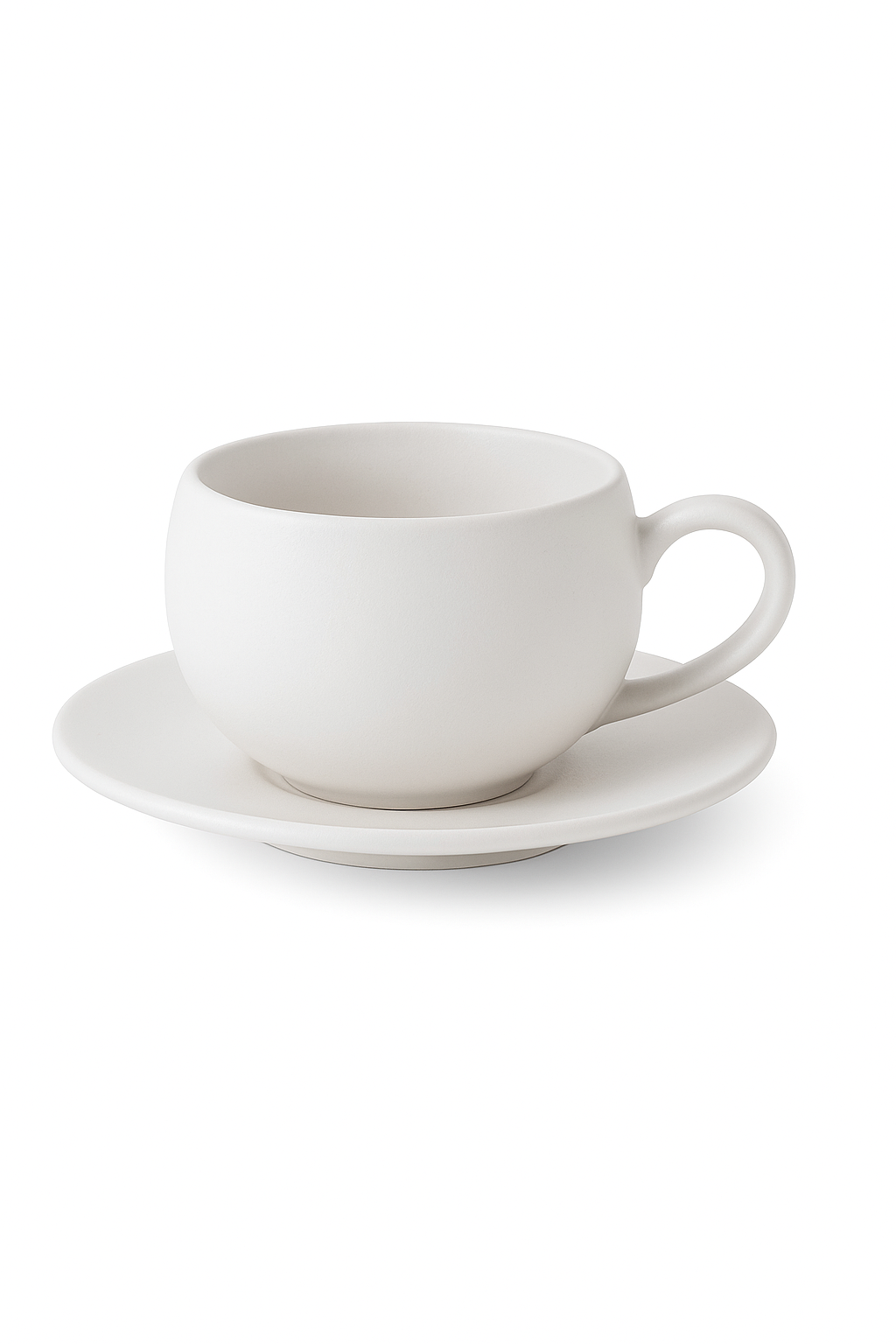 Mug céramique style pierre volcanique avec soucoupe minimaliste