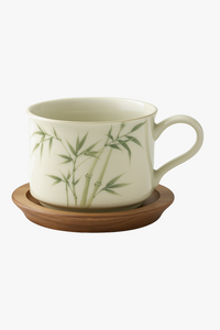 Mug en porcelaine style chinois fleuri avec cuillère