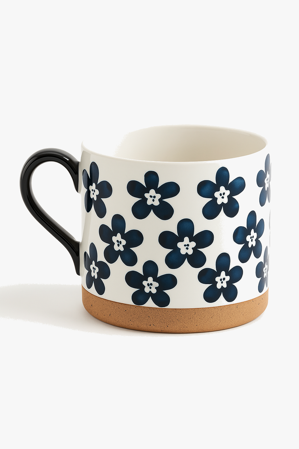 Mug japonais retro ceramique fleurs cerisier peint main