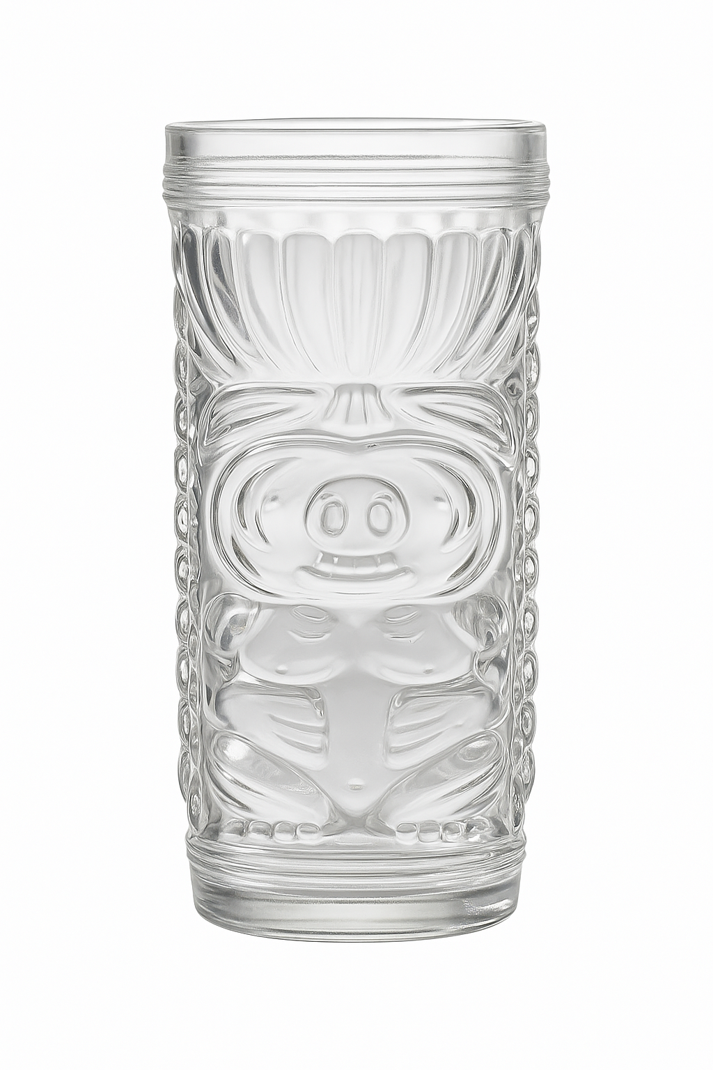 Mug tiki en verre motif visage bar festif