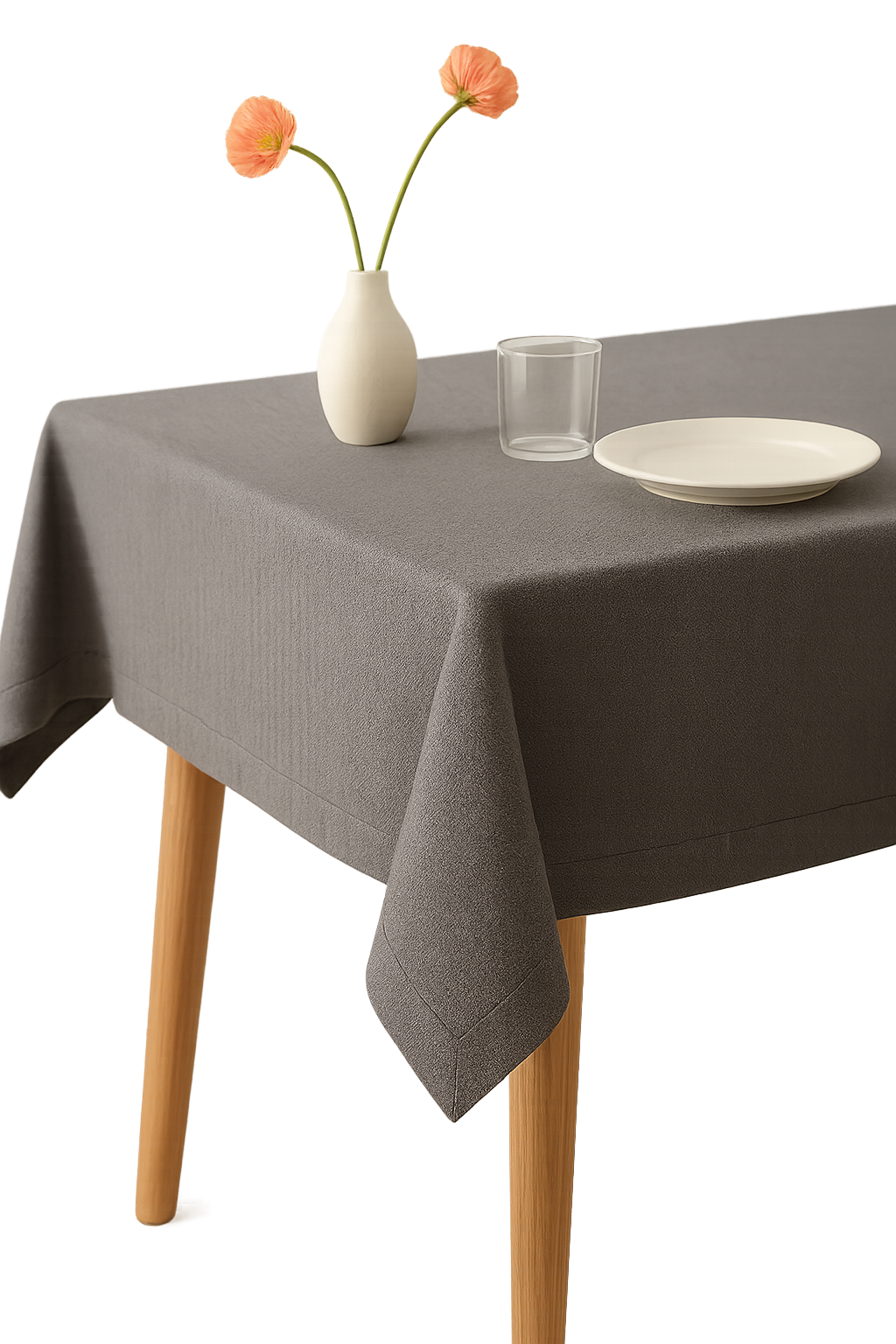 Nappe coton lin imperméable style uni table repas - vue 3 sur 2