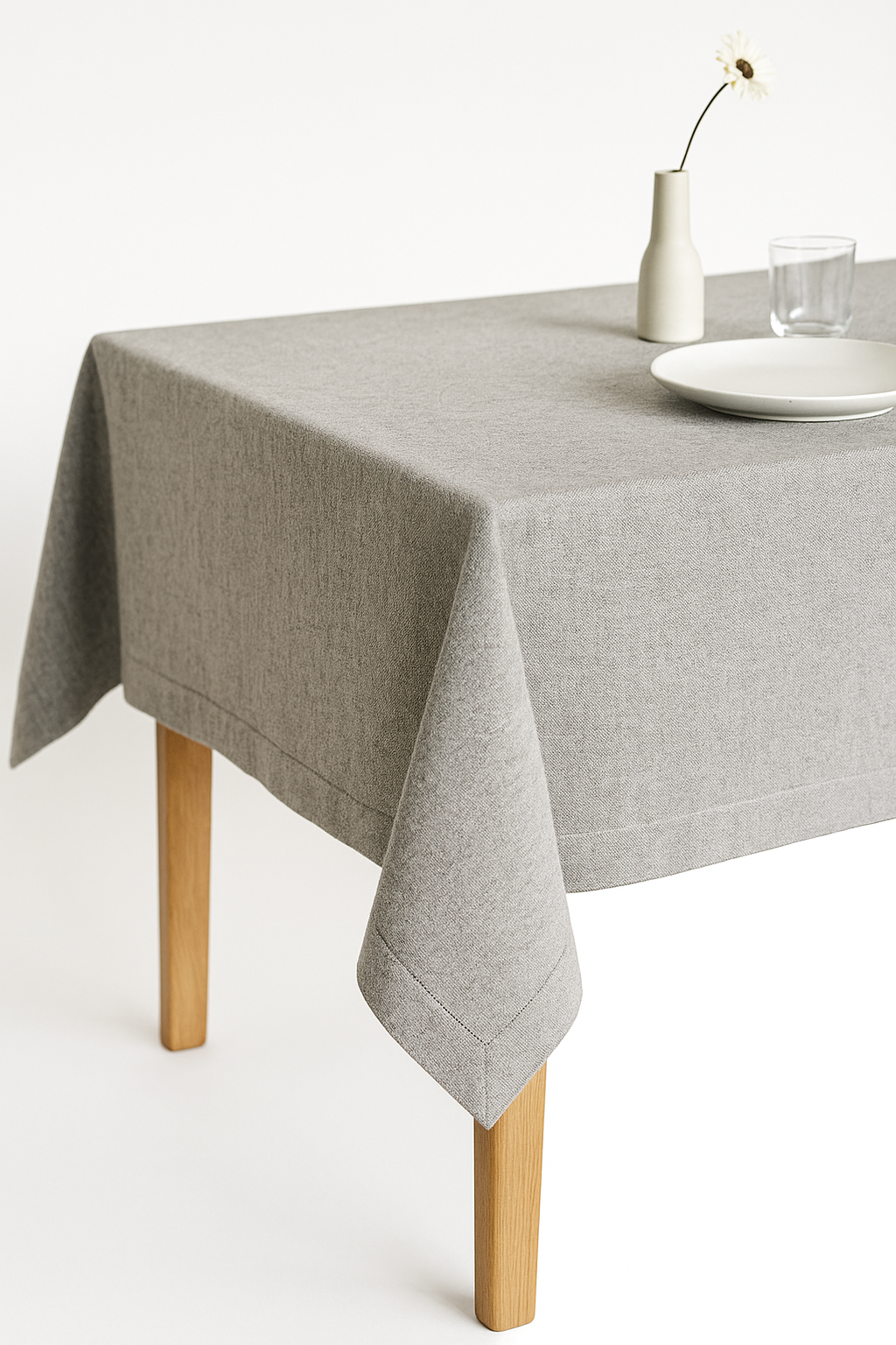 Nappe coton lin imperméable unie pour table repas - vue 3 sur 2