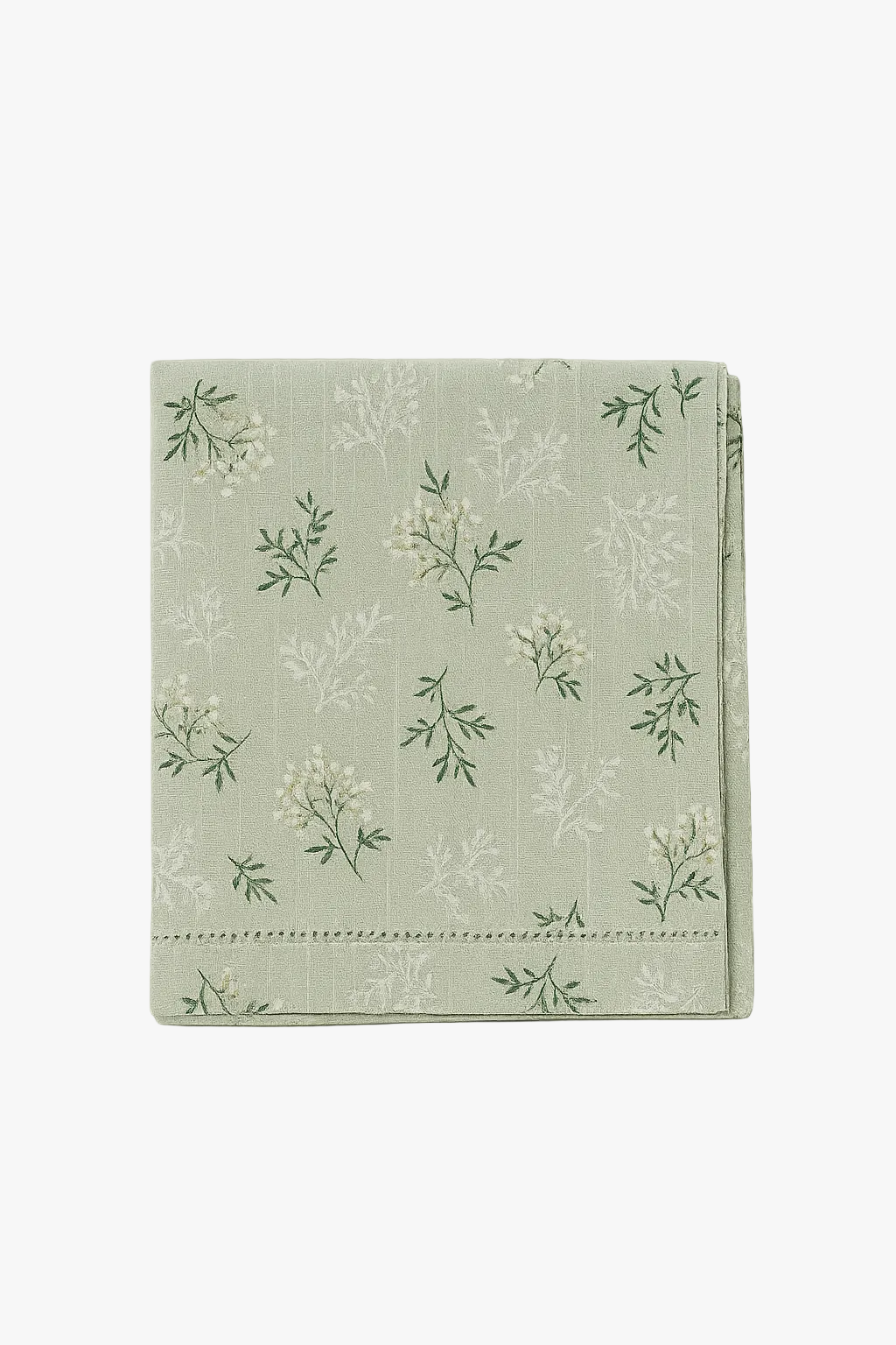 Nappe coton motifs floraux style coréen pompons table