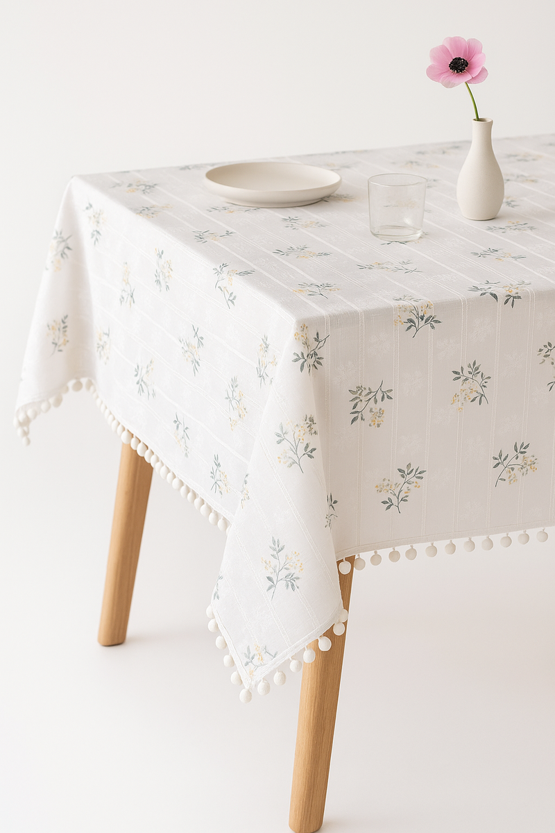Nappe coton motifs marguerites style coréen table cuisine