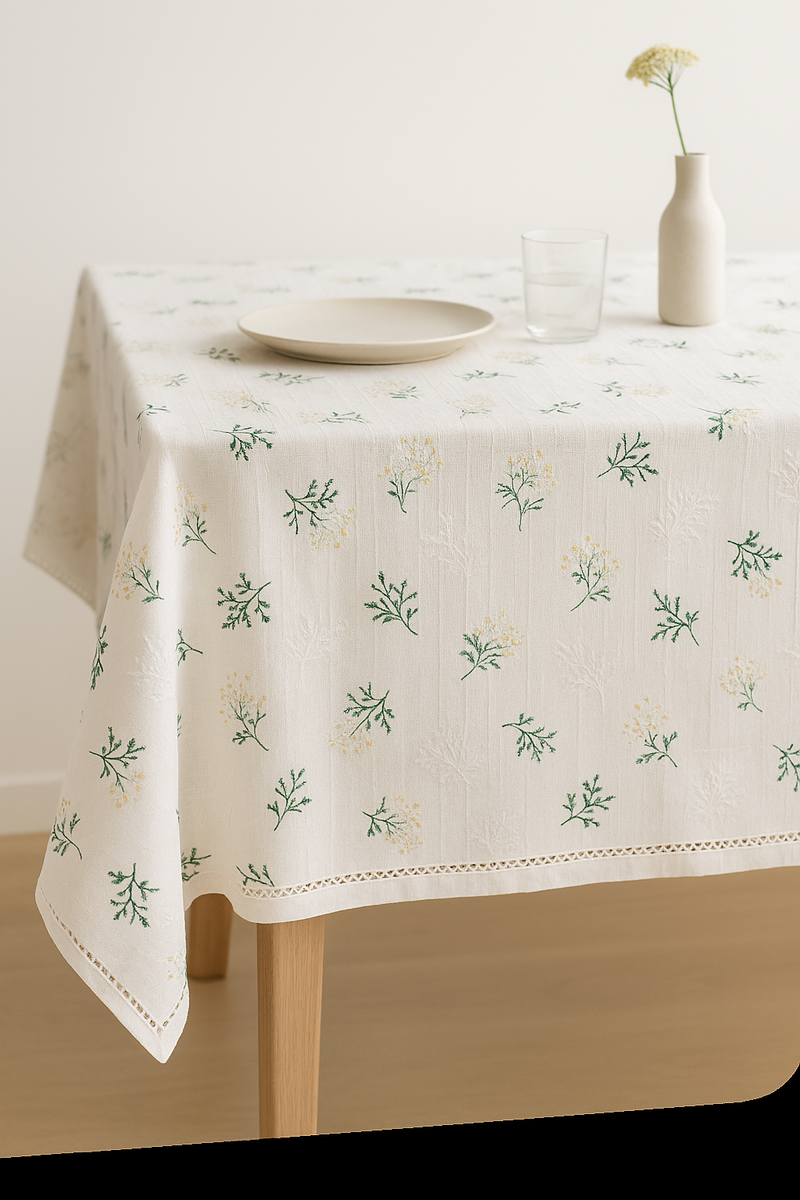 Nappe coton motifs marguerites style coréen table repas