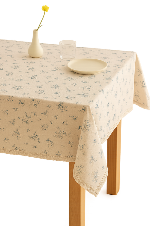 Nappe coton motifs marguerites style coréen table repas - vue 2 sur 2