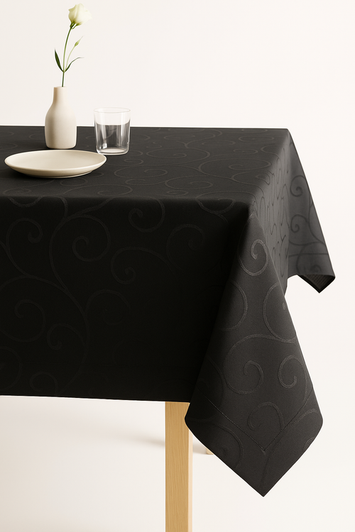 Nappe damassée florale beige imperméable facile entretien cuisine - vue 2 sur 2