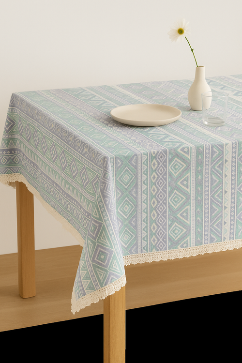 Nappe dentelle jacquard epaisse style boheme maison cuisine - vue 2 sur 2