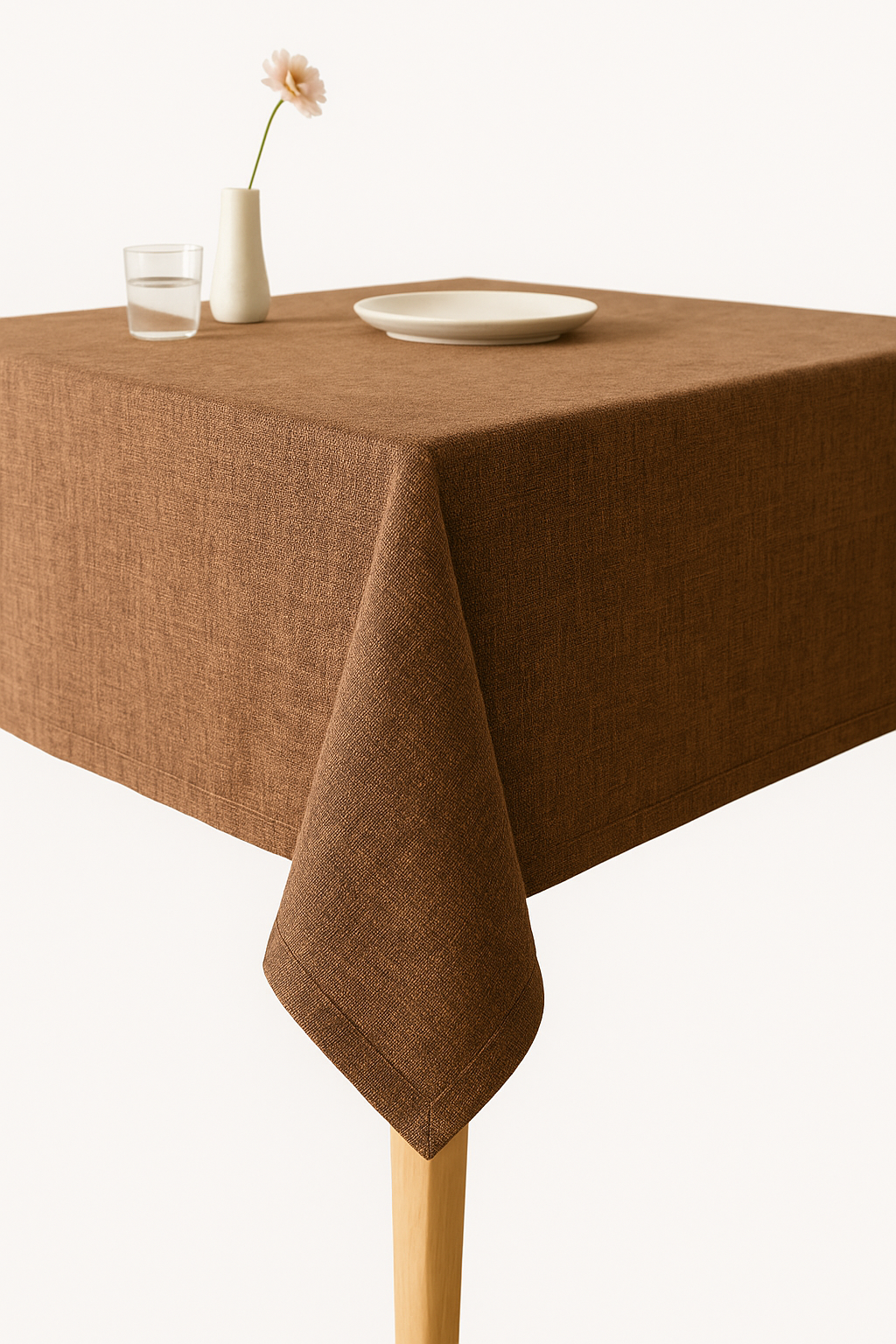 Nappe imperméable style champêtre beige infroissable pour table - vue 3 sur 2