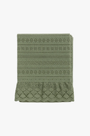 Nappe jacquard vintage bordure dentelle style nordique table