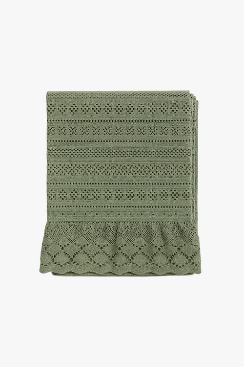 Nappe jacquard vintage bordure dentelle style nordique table