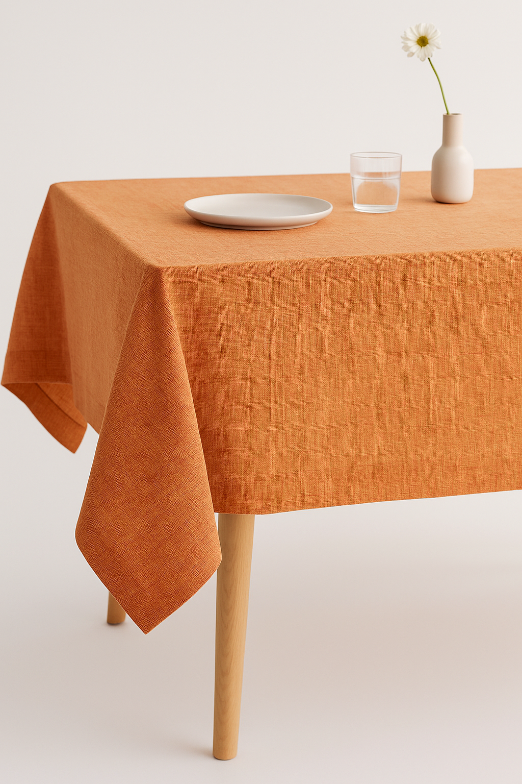 Nappe japonaise unie beige lavable polyester élégante table - vue 3 sur 2